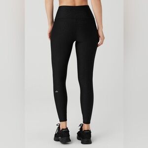 ALO Black Airlift High Waist Leopard Debossed Leggings Size Small